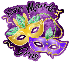 Happy Mardi Gras Masks wreath sign, wreath rail