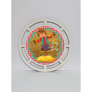 Hay there! red plaid wreath base