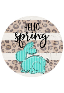 Hello Spring Teal Bunny - Wreath Sign