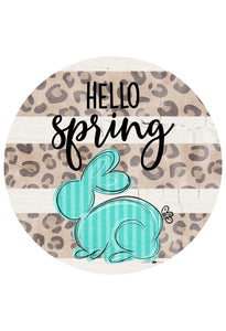 Hello Spring Teal Bunny - Wreath rail, wreath base