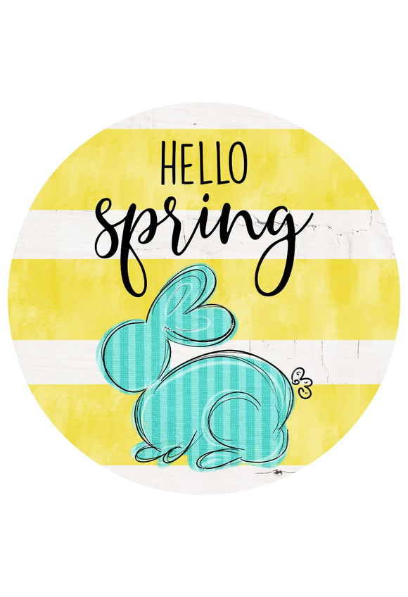 Hello Spring Yellow Bunny - Wreath Sign