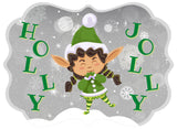 Holly Jolly Elf Benelux wreath sign, wreath rail