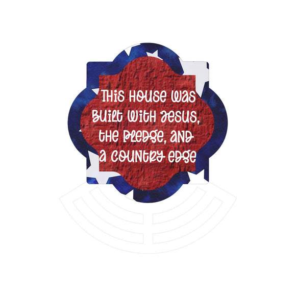 House Built with Jesus Quatrefoil Printed Wreath Rail