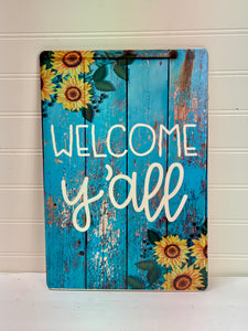 Welcome Y'all Sunflowers 12" Printed Wreath Attachment