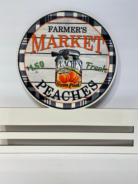 Plaid Peaches Farmers Market wreath rail
