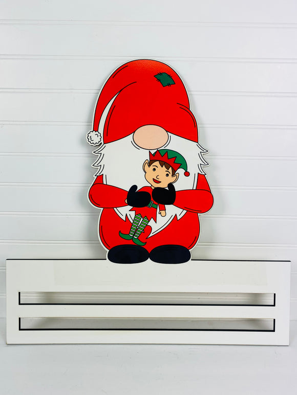Gnome with Toy Elf Printed Wreath Rail