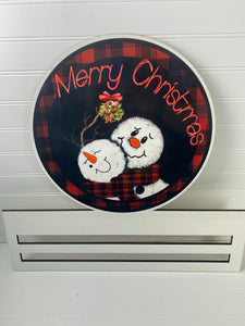 Mistletoe Snowman Printed Wreath Rail