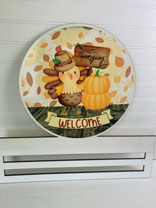 Happy Thanksgiving Baby Turkey Wreath Rail
