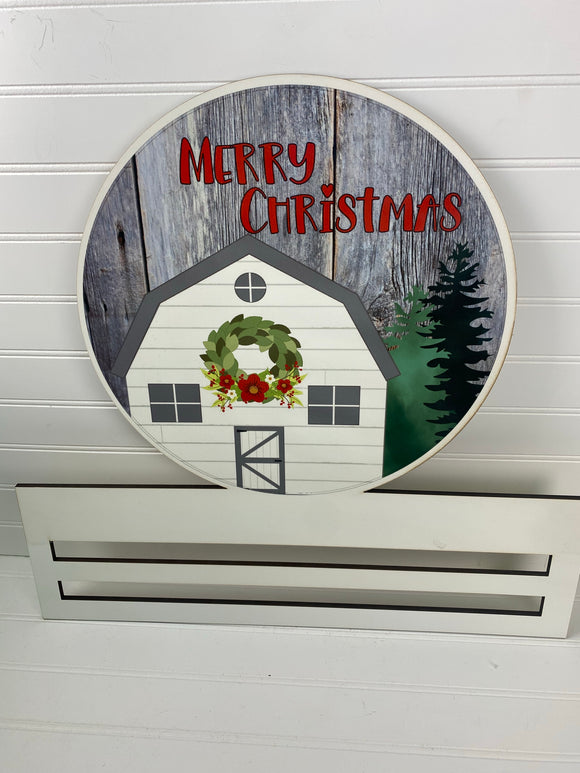 White Barn Merry Christmas Printed Wreath Rail