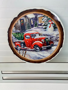 Rustic Christmas Red Truck Printed Wreath Rail