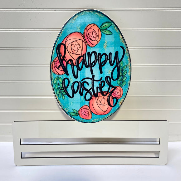 Happy Easter Egg-Floral- Printed Wreath Rail