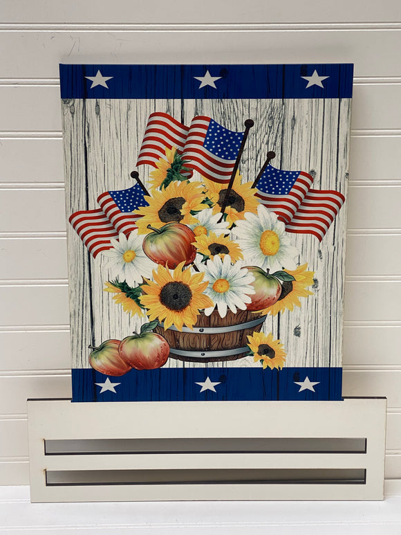 American Flags with Sunflowers Rectangle Rail