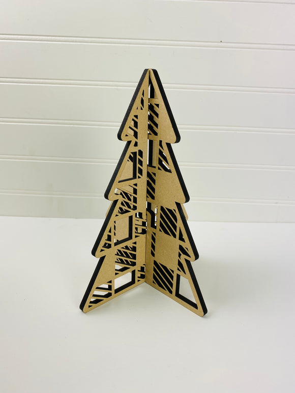 3D Standing Christmas Tree - Buffalo plaid