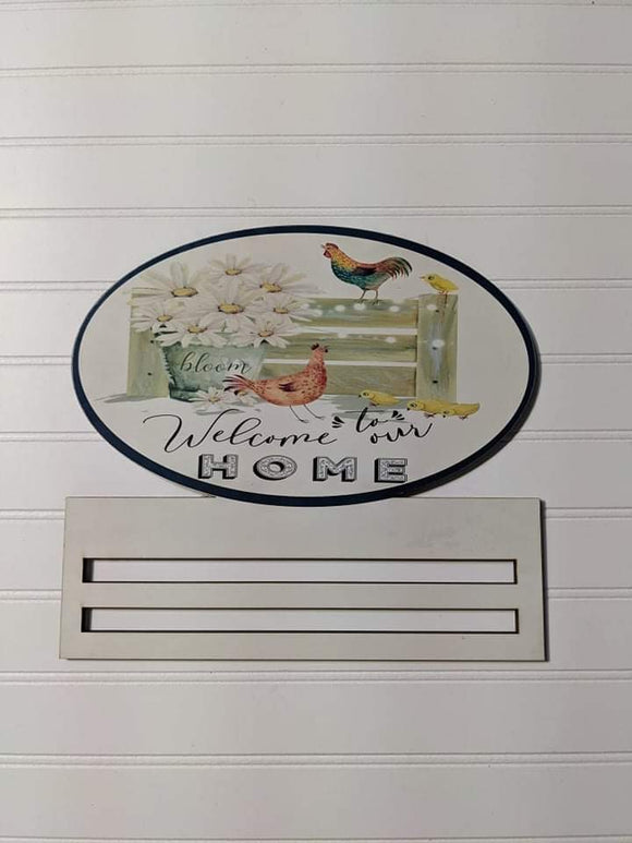 Welcome to our Home-Chickens-Oval Wreath Rail