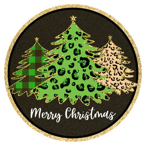 Merry Christmas Leopard Trees wreath sign, wreath rail, wreath base