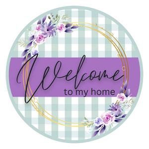Welcome to my home green plaid, Wreath Sign