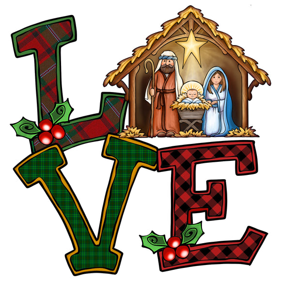 Love Nativity wreath sign, wreath rail
