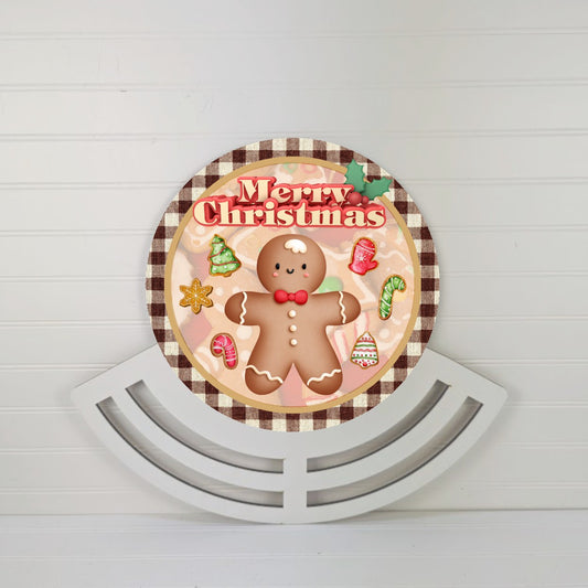 Merry Christmas gingerbread cookie wreath rail