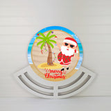 Merry Christmas beach Santa wreath rail