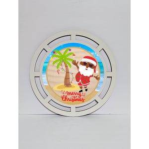 Merry Christmas beach tan Santa wreath base
