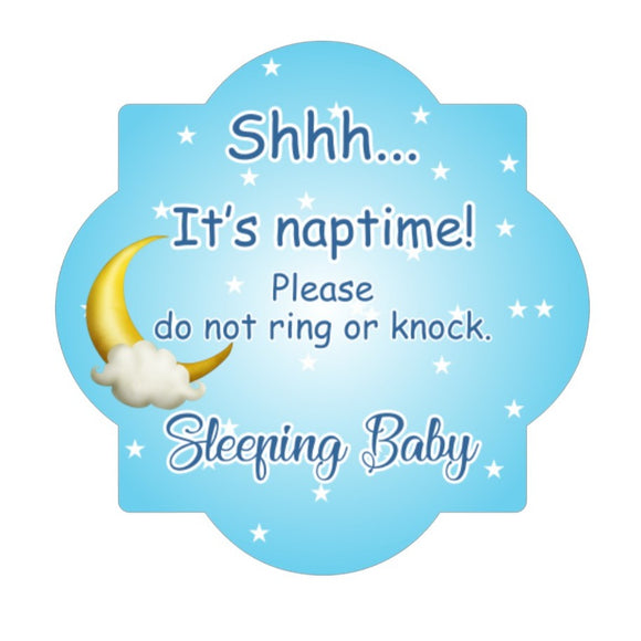 Baby Napping-Boy- Quatrefoil Metal Wreath Sign