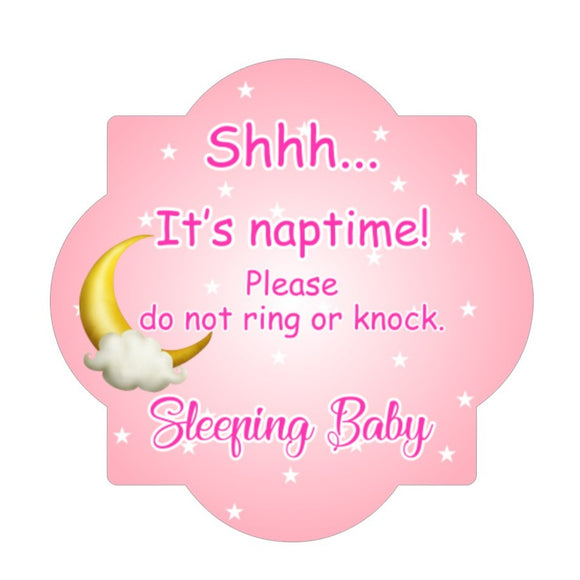 Baby Napping-Girl- Quatrefoil Metal Wreath Sign