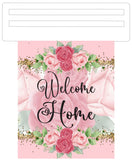 Welcome Home Pink Roses Wreath Sign, Wreath Rail