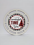 It's The Most Wonderful Time- Red Buffalo Check wreath sign, wreath rail, wreath base
