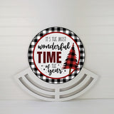 It's The Most Wonderful Time- Red Buffalo Check wreath sign, wreath rail, wreath base