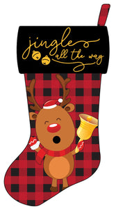 Jingle All The Way Reindeer Stocking wreath sign, wreath rail