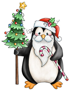 Santa Penguin wreath sign, wreath rail