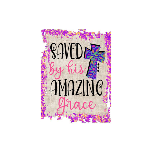 Saved by His Amazing Grace - Wreath Sign