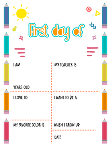 First day of school dry erase sign