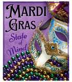 Mardi Gras State of Mind Rectangle Wreath Sign, Wreath Rail