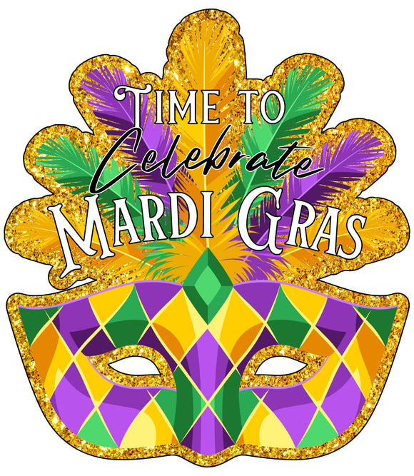 Time to Celebrate Mardi Gras Mask wreath sign, wreath rail