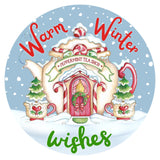 Warm Winter Wishes Peppermint Shop wreath sign, wreath rail, wreath base