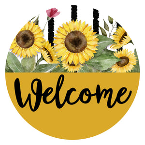 Welcome Gold Sunflower - Wreath Sign