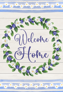 Welcome Home blueberry rectangle, Wreath Sign