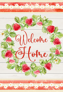 Welcome Home strawberry rectangle, Wreath Sign