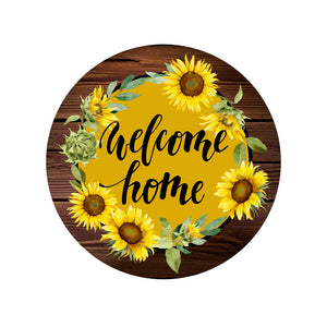 Welcome home sunflower wreath sign