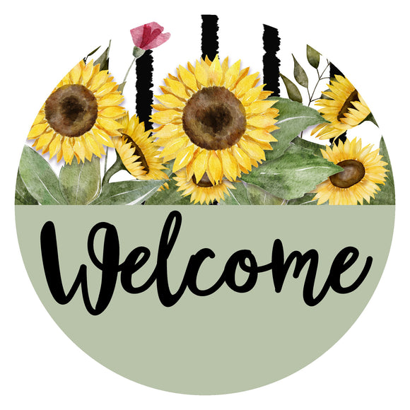 Welcome Moss Sunflower - Wreath Sign