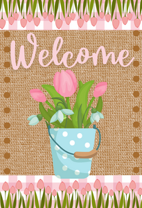 Welcome tulips pail, Wreath Rail