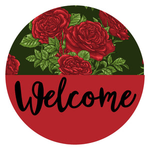Welcome Red Roses - Wreath Sign