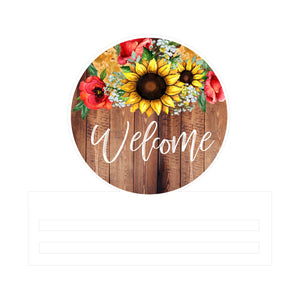 Welcome Sunflower Floral printed wreath rail