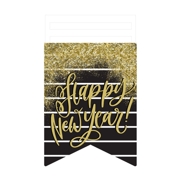 Happy New Year printed wreath rail