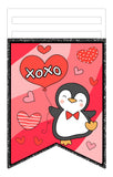 XOXO Valentine's Penguin Bunting wreath sign, wreath rail