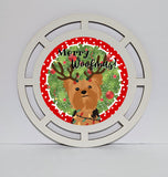 Yorkie Merry Woofmas! wreath sign, wreath rail, wreath base